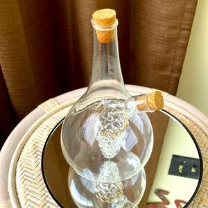VINTAGE CRUET DUEL OIL CHAMBER & VINEGAR BLOWN GLASS INNER GRAPE  FOR  VINEGAR